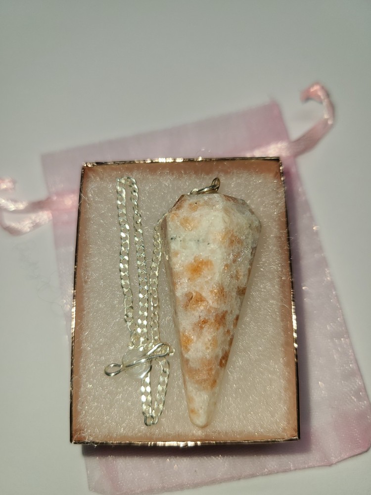 Sunstone Faceted Cone Crystal Dowsing Pendulum Divination Tool