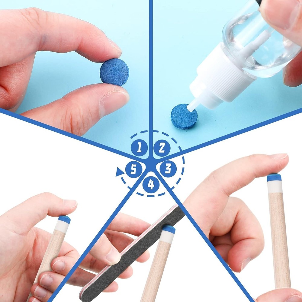 20 Pcs Billiard Pool Cue Tips Replacement Kit Pool Stick Tips with Storage Bo...