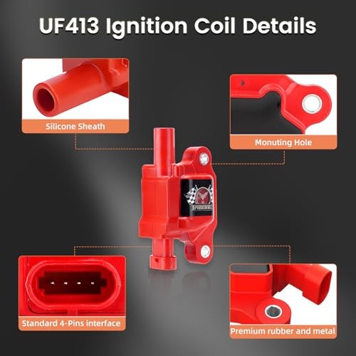 UF413 Ignition Coil & Spark Plug Kit (Square Type) 8-Piece Set for 2005-2016