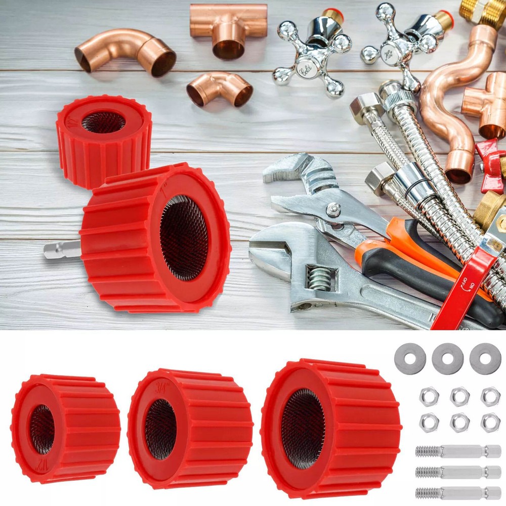 3PCS Pipe Installation Copper Pipe Cleaner Copper Pipe Brush Set Cleaning Tool