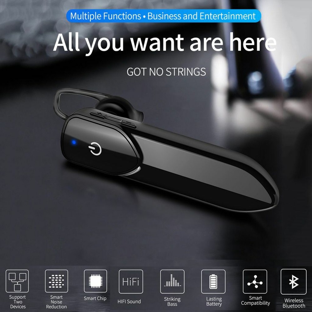 Wireless Earphone Bluetooth Earpiece Driving Headset for Android iOS Cell Phones