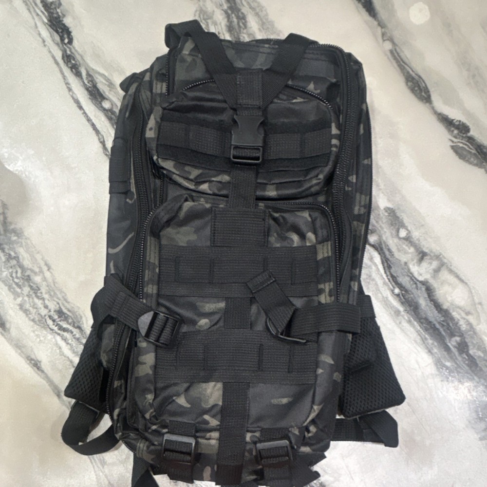 Black Camouflage Tactical Backpack Nylon MOLLE System Adjustable Straps