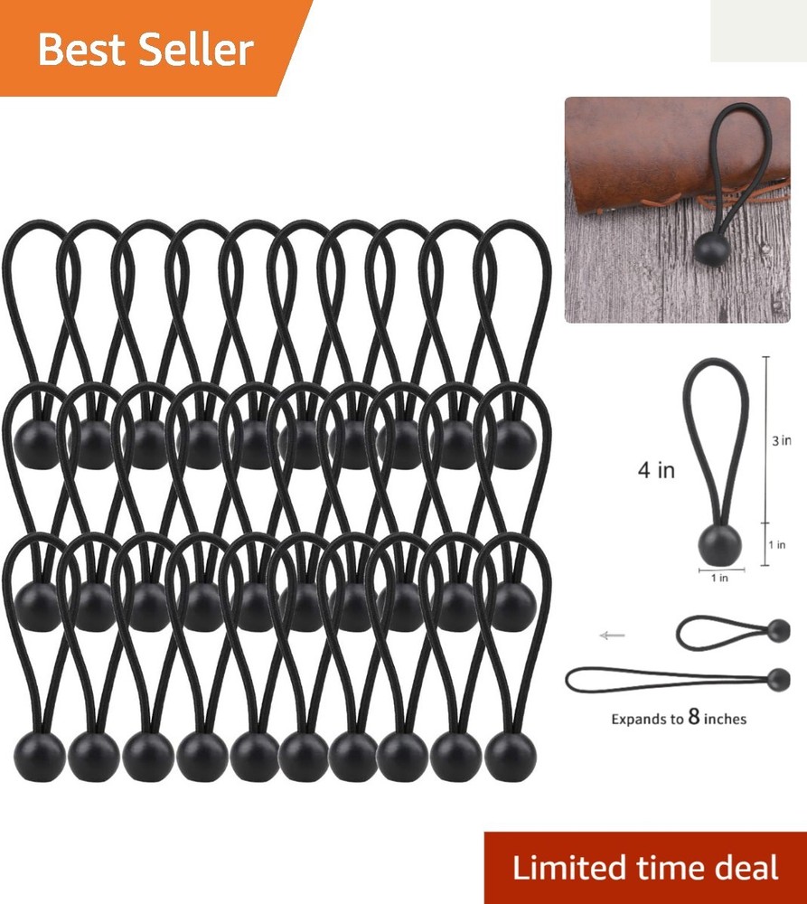 30 Pack Heavy Duty 4-inch Bungee Balls - Weather Resistant & UV Protected