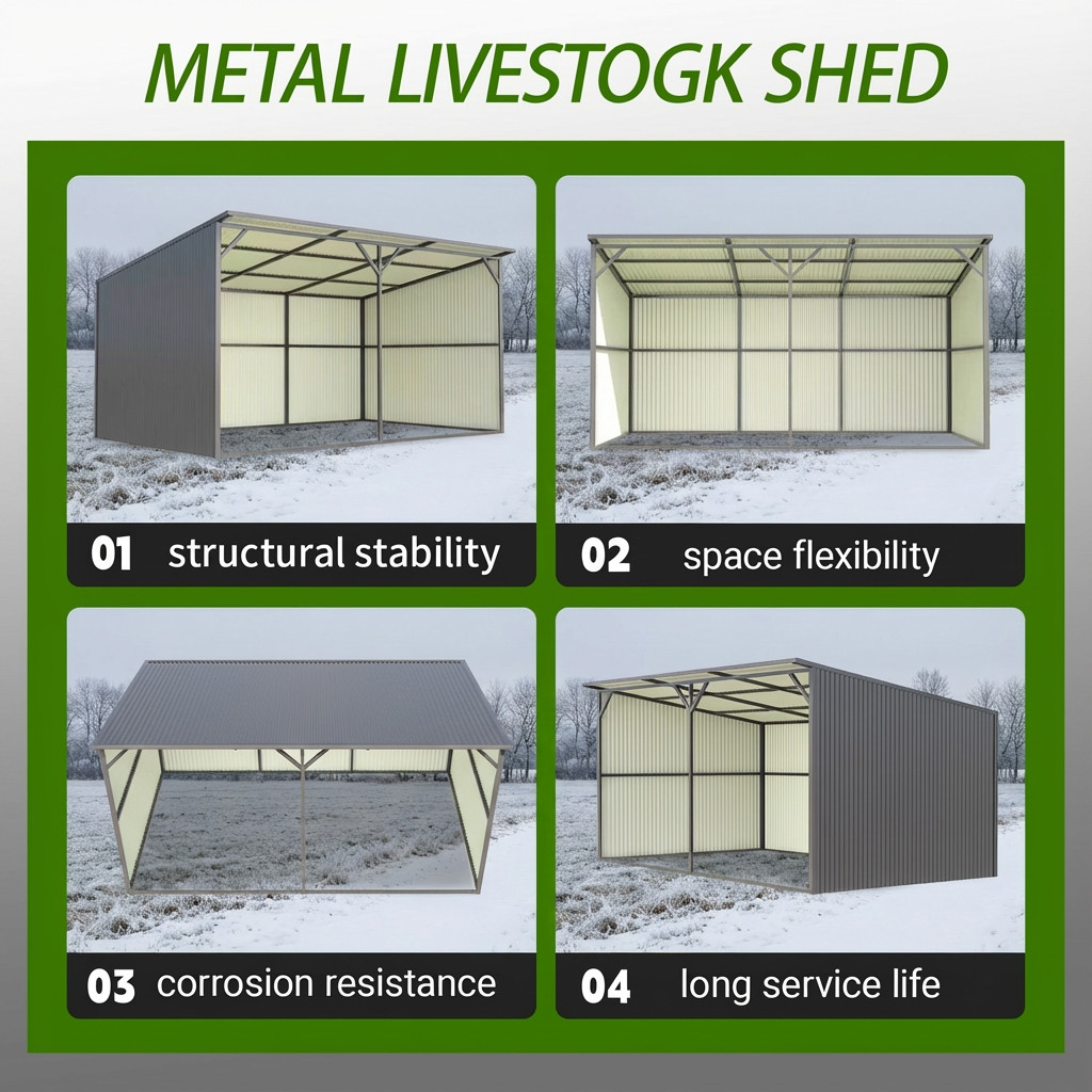 20'x12' Galvanized Metal Shed Livestock Shelter Farm Animal Shelter Goat CowShed
