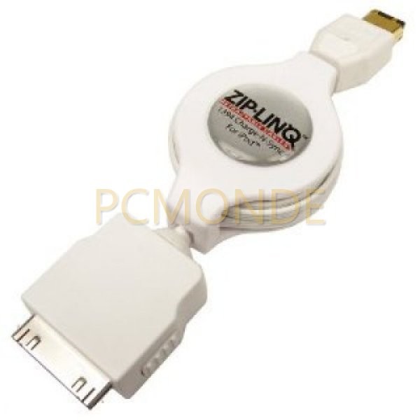 Retractable iPod Firewire Charge/Synch Cable (White)