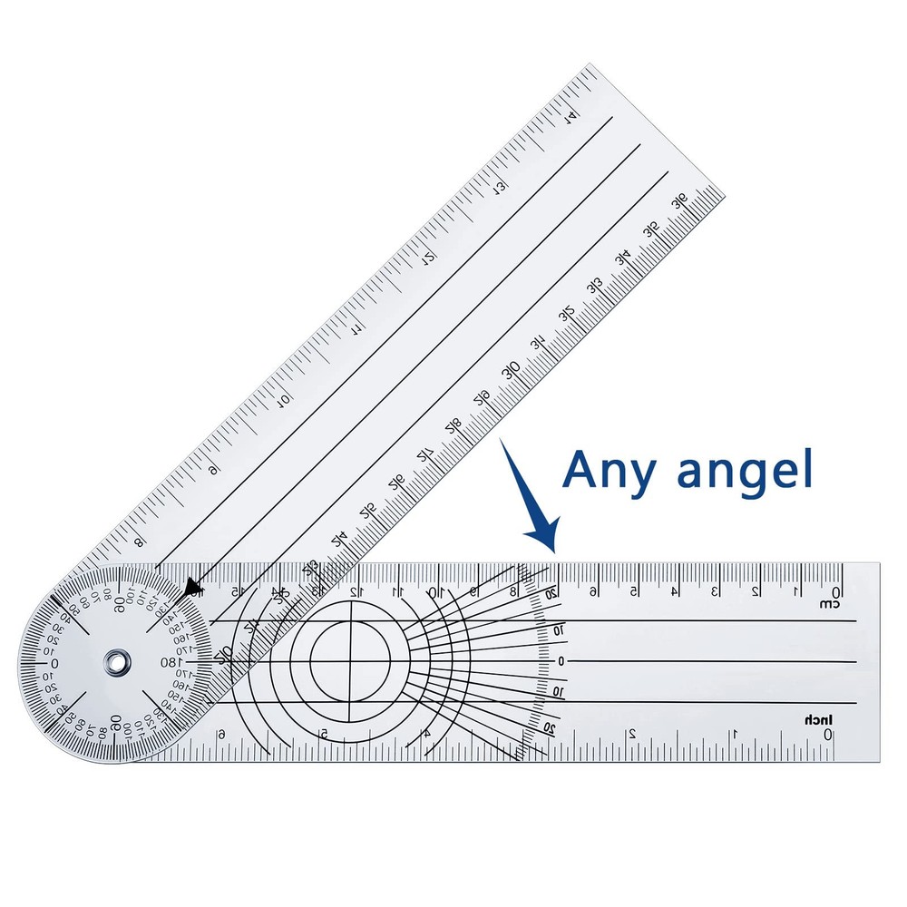 2 Pcs Plastic Goniometer Quick Protractor Clear Angle Finder Ruler with 7 Inc...