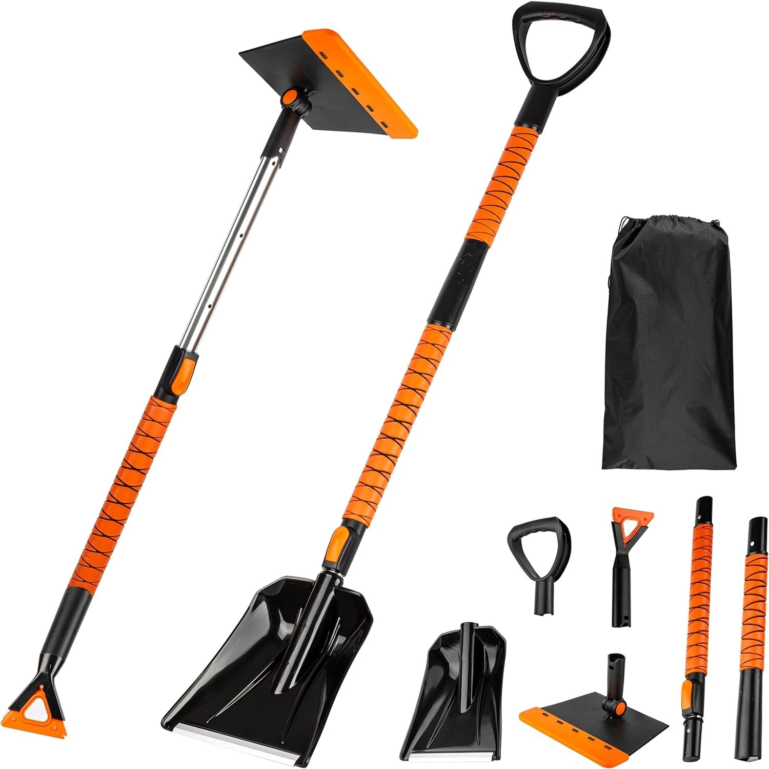 Zone Tech 5 - 1 Ice and Squeegee Scraper with Snow Shovel 32"-42" Extendable Set