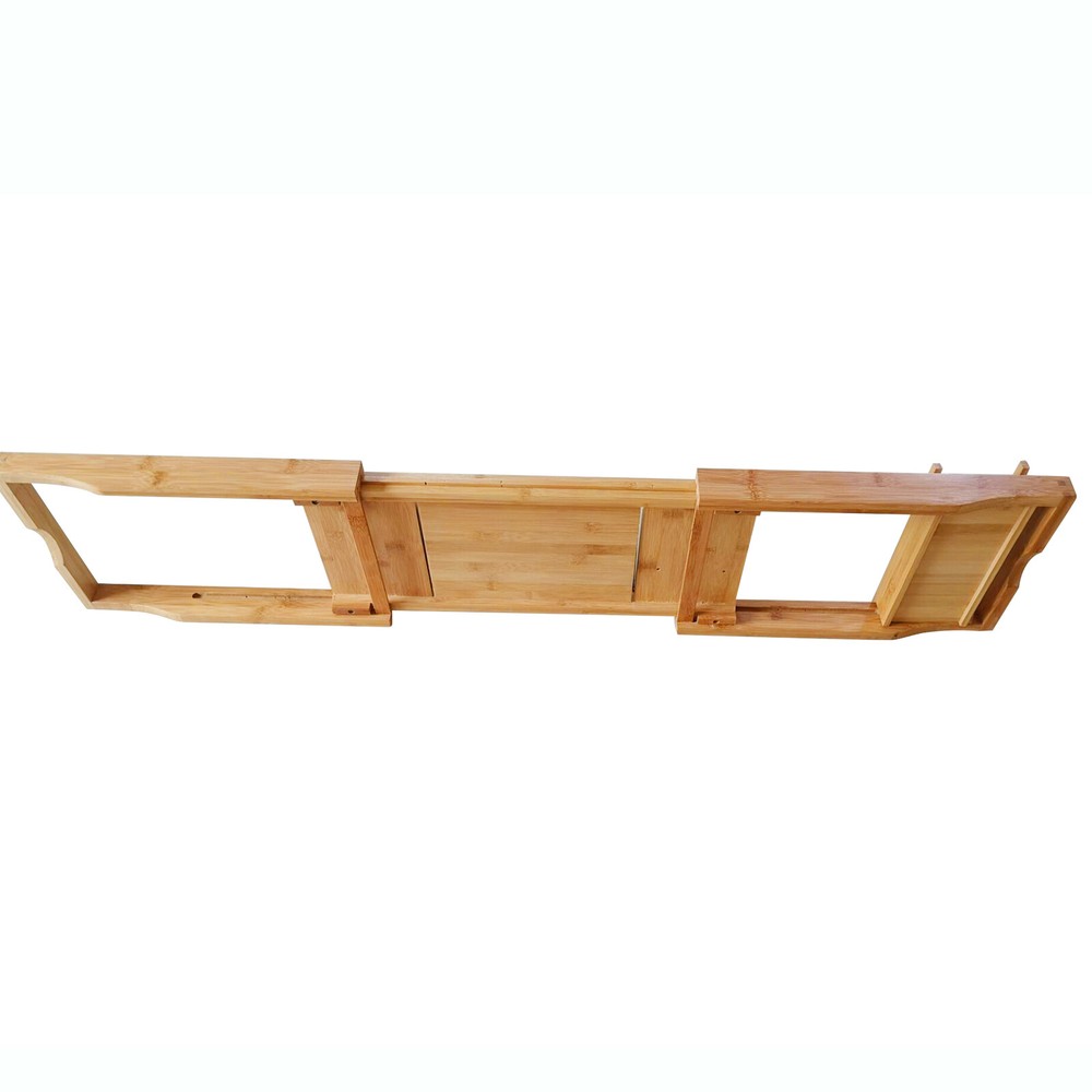 Bamboo Bath Tray Table - Adjustable Caddy with Multifunctional Groove