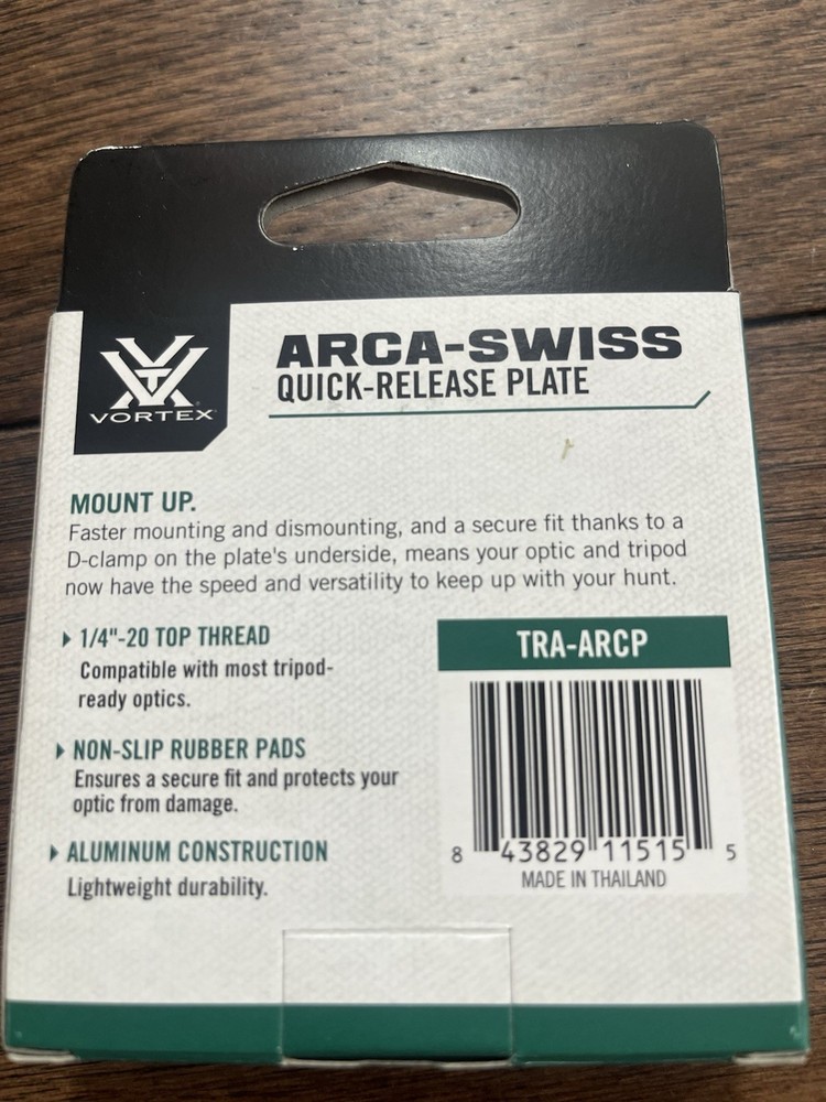 Vortex Optics Durable Anodized Aluminum Arca-Swiss Quick Release Plate
