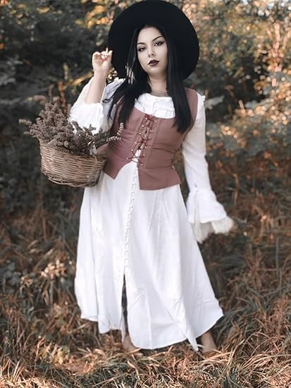 Medieval Wench Pirate Renaissance Costume Reversible Peasant Bodice Brown