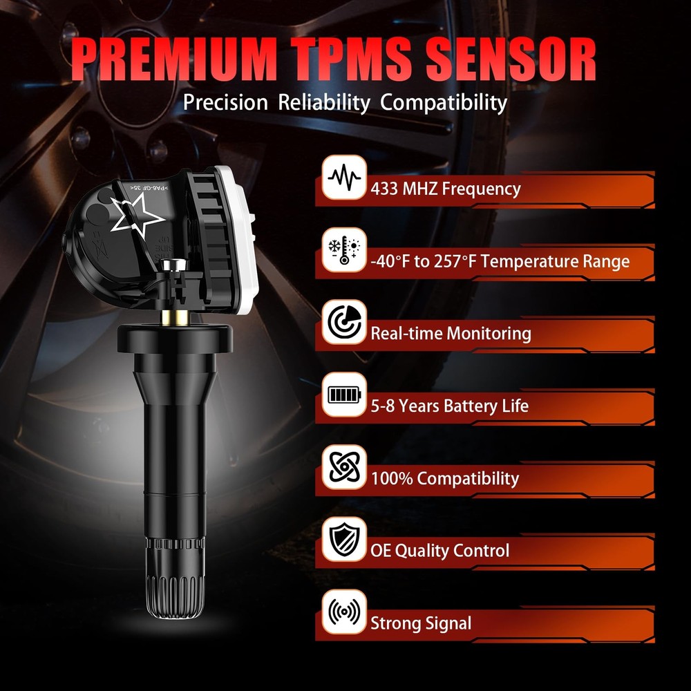 Pre-Programmed 433Mhz TPMS Sensor Compatible with Chevy