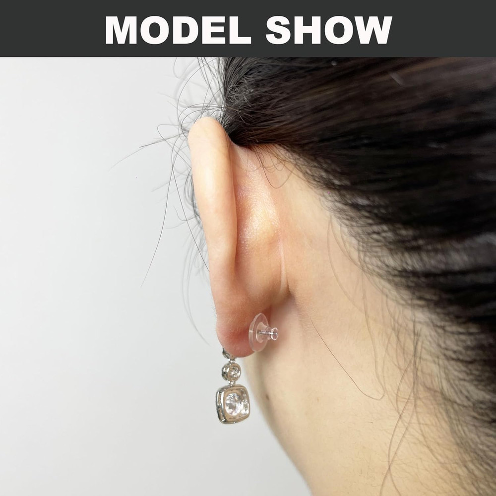 6 Styles Silicone Earring Backs, 600 Clear Soft Hypoallergenic Plastic Rubber Ea