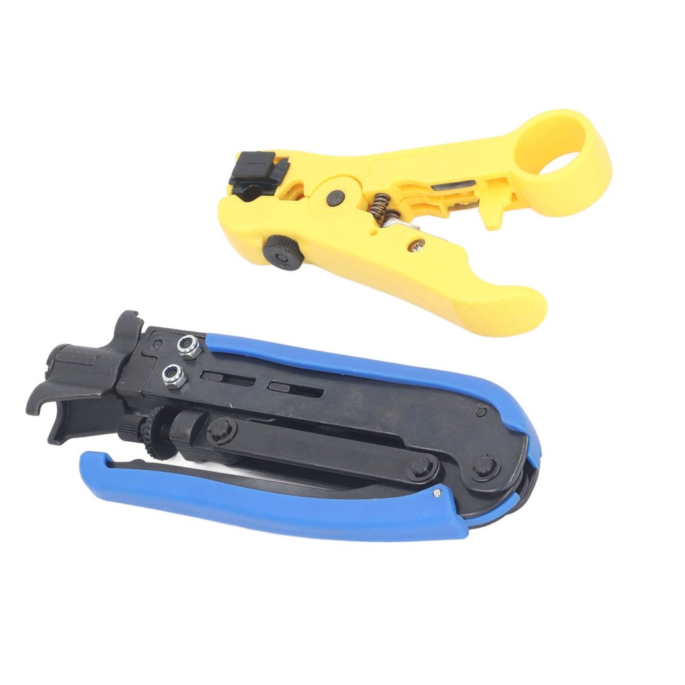 Coaxial Cable Crimping Pliers Combination Tool Adjustable Coax Stripper New