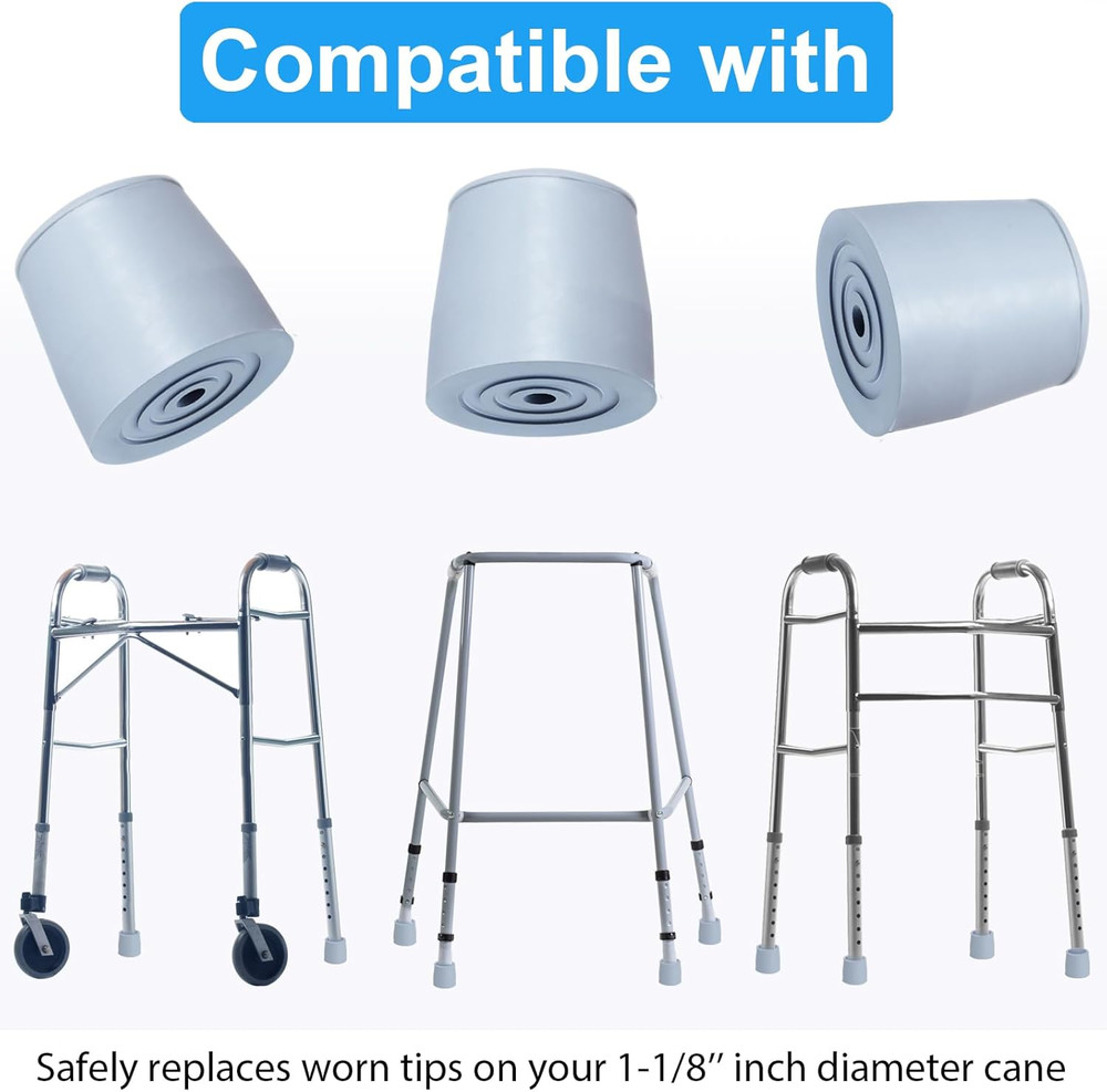 4 Pack 1 1/8 Inch Walker Tips Commode Tips Heavy Duty Crutch Tips Replacement Ru