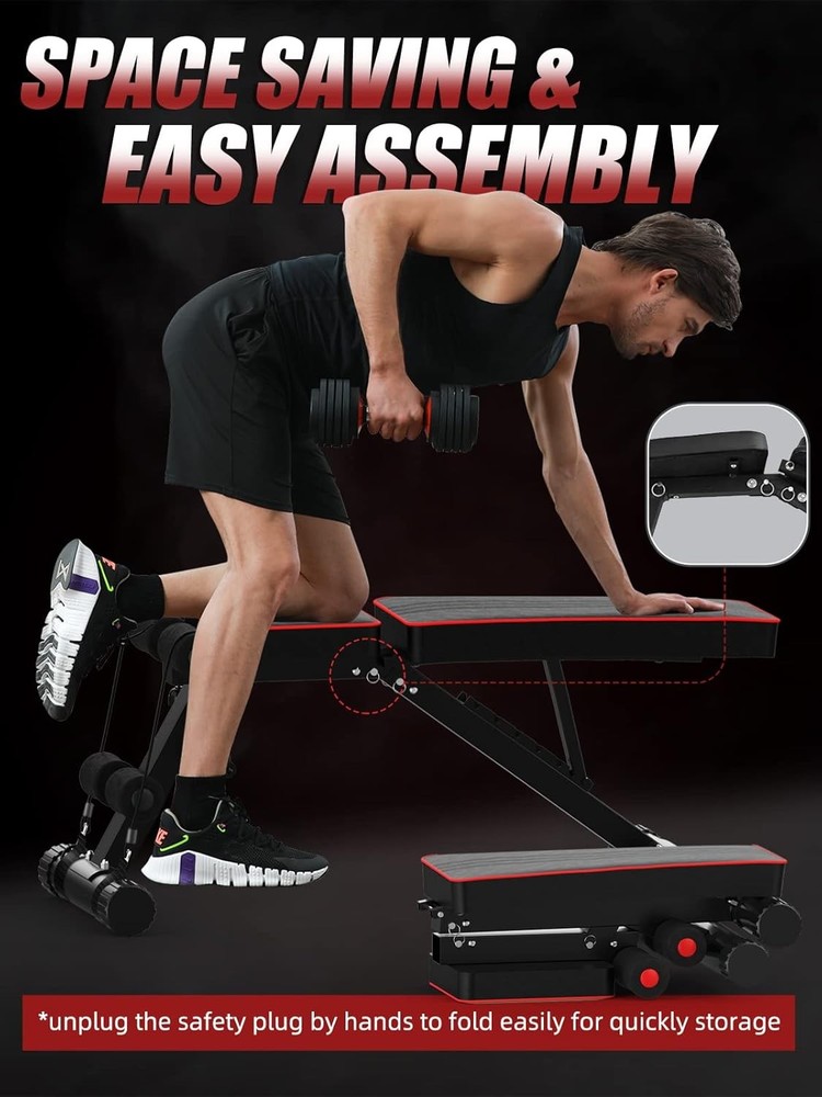 Versatile Adjustable Weight Bench for Full Body Home Workouts - Foldable FID