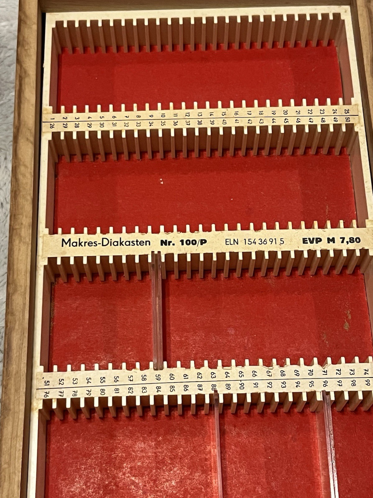 Vintage Wooden Microscope Slide Box Makres-Diakasten - Holds 100 Slides