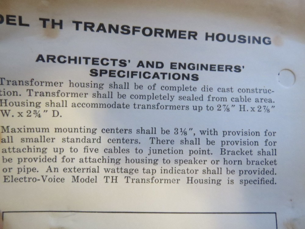 Electro-Voice Transformer Housing TH EV NOS