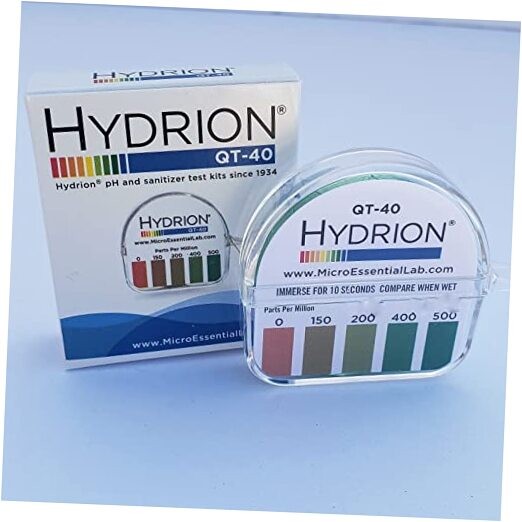 Hydrion QT-40 Quaternary SANITIZER Solution Test Tape for Testing 0-500 ppm