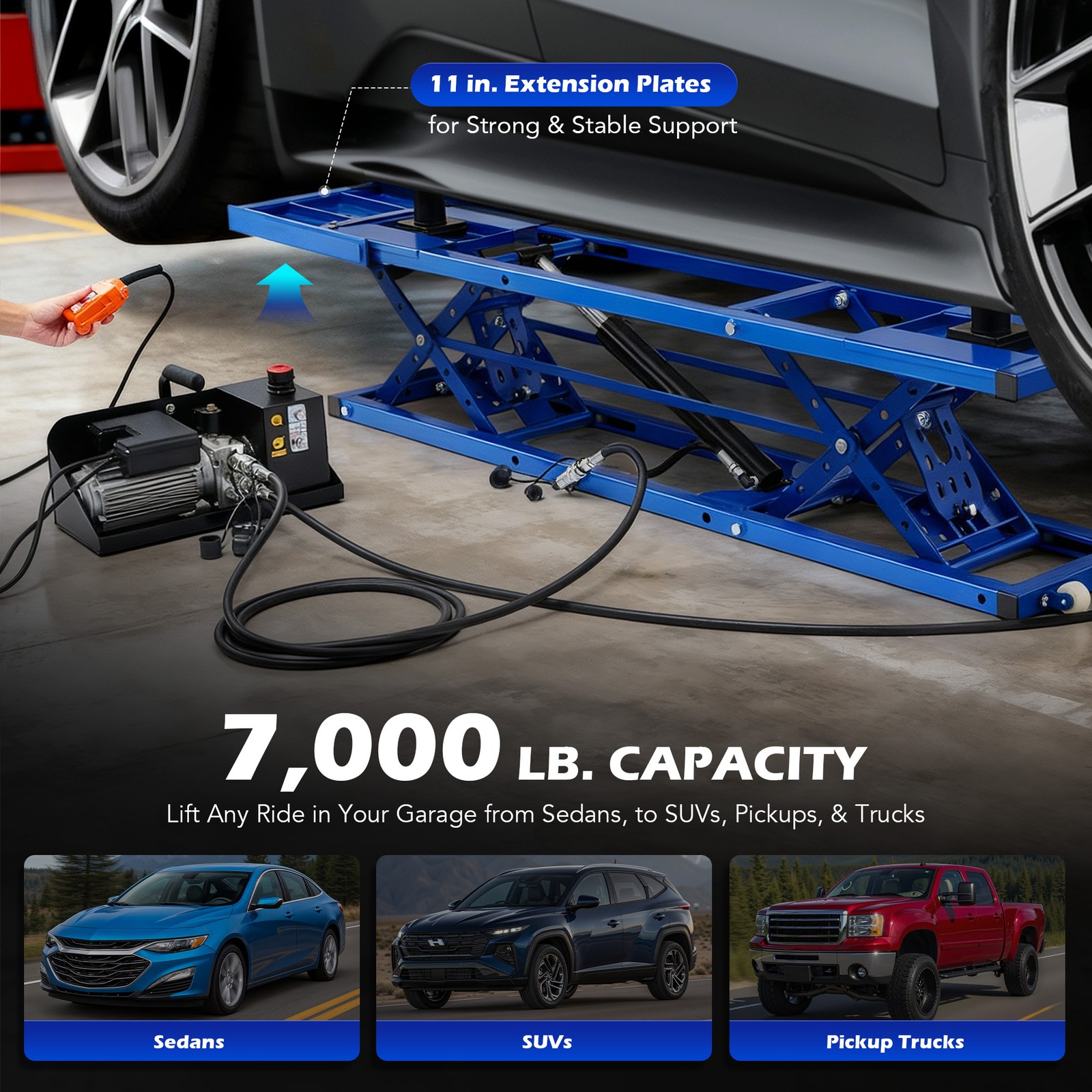 🔥OMT Automotive Mid Rise Scissor Auto Car Lift Garage Tool Auto Repair 7000lb