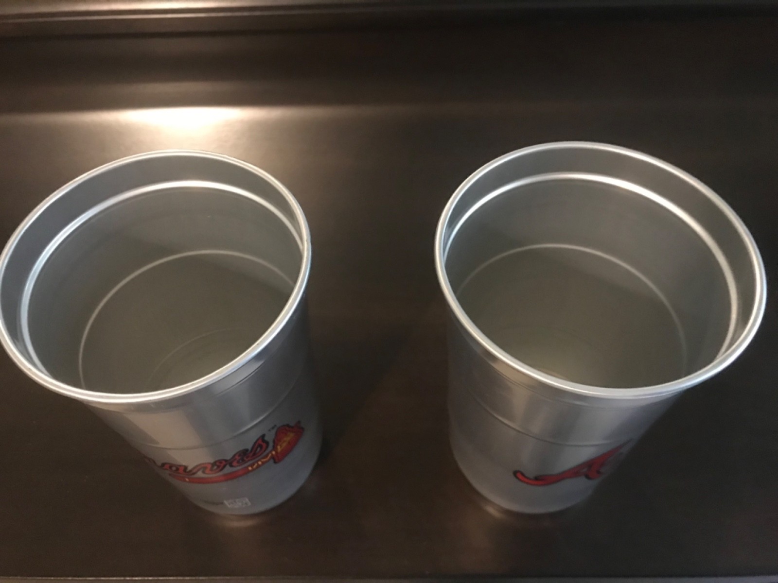 Atlanta Braves Stadium 22oz 2-Metal Aluminum Beer Cups ~ Coors Light / Ball