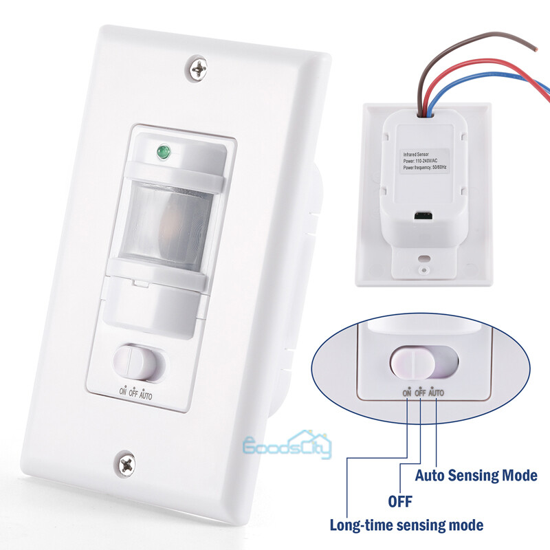 Auto On/Off Sensor Switch Motion Infrared PIR Occupancy Vacancy Wall Light Lamp