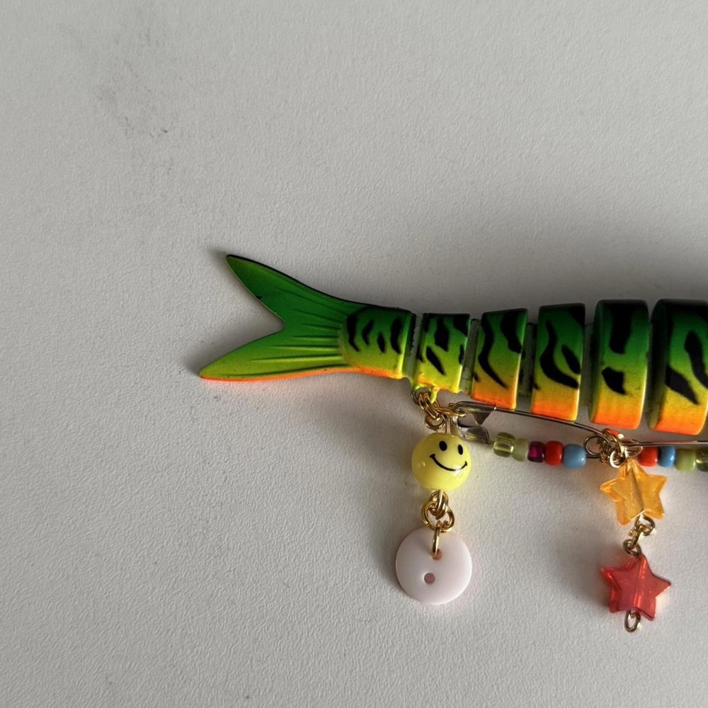 Handmade rainbow button and smiley face fish keychain 🐟🐠🐟🐡