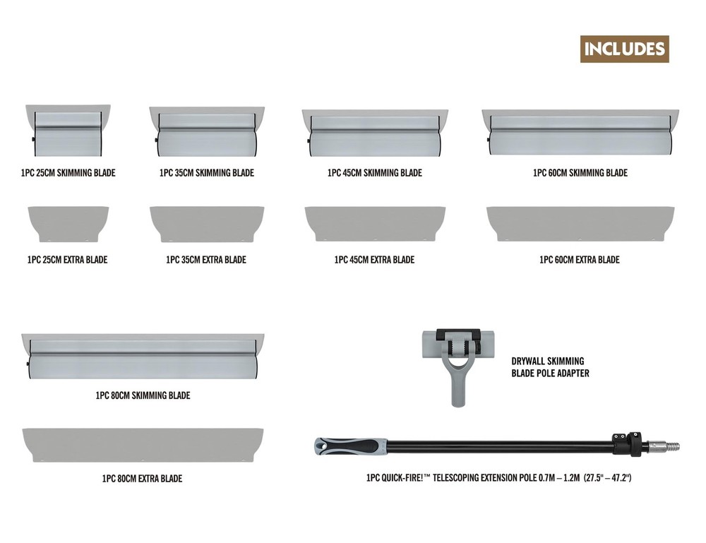 ROLLINGDOG Drywall Skimming Blade Set - Include Extension blade set