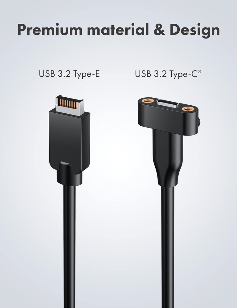 GRAUGEAR 20Gbps USB 3.2 Gen 2x2 USB-C Front Panel Type-C Adapter, Silver