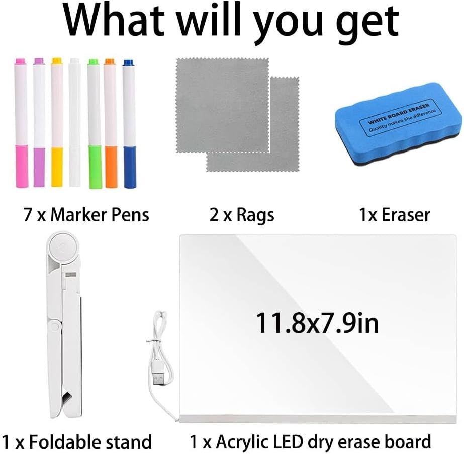 Creative LED Acrylic Note Board - Rewritable Message Board, Perfect Gift Idea