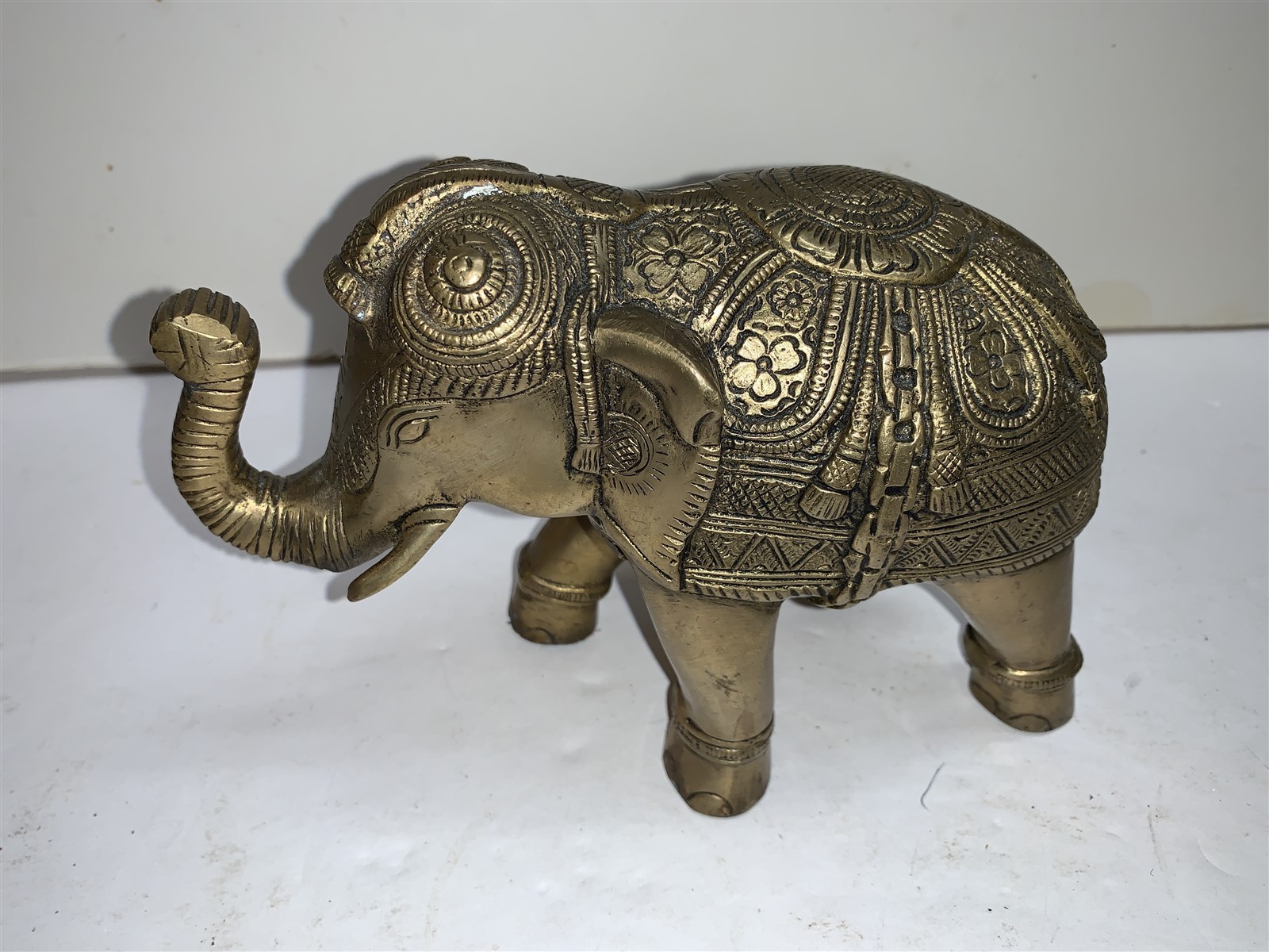 Brass ELEPHANT Figurine Statue Ornate Heavy