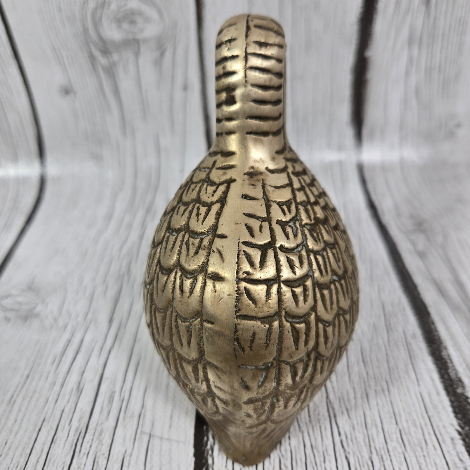 Vintage Brass Bird Figurine Partridge Quail Sitting Mid Century Modern MCM 4.5"