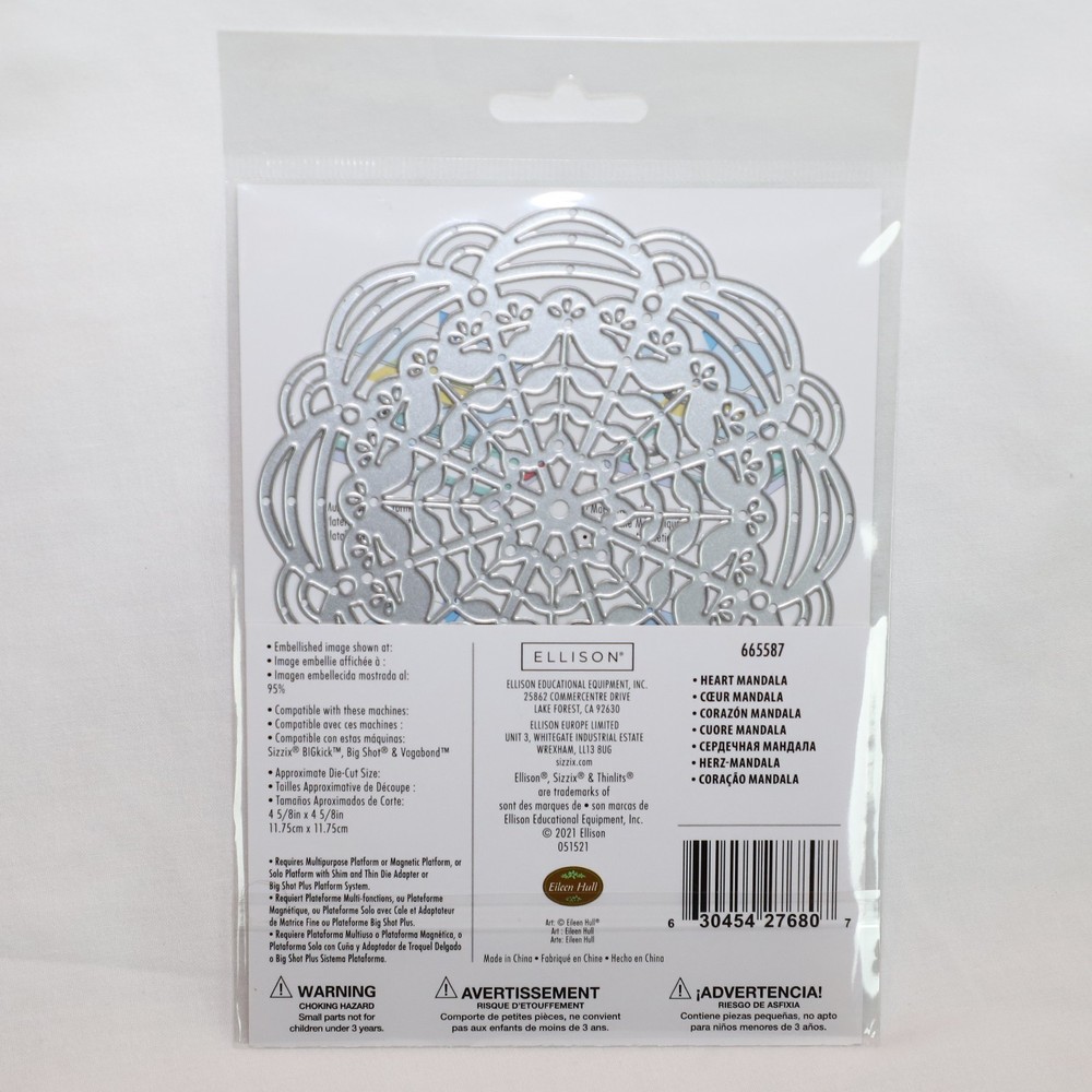 Sizzix Heart Mandala 665587 Eileen Hull Thinlits Die New Scalloped Doily Round