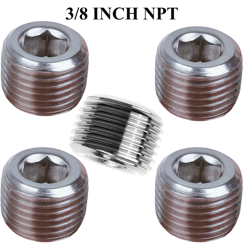 5pcs Hex Countersunk Plug Socket Head Stainless Steel Pipe 3/8" NPT Male Thread