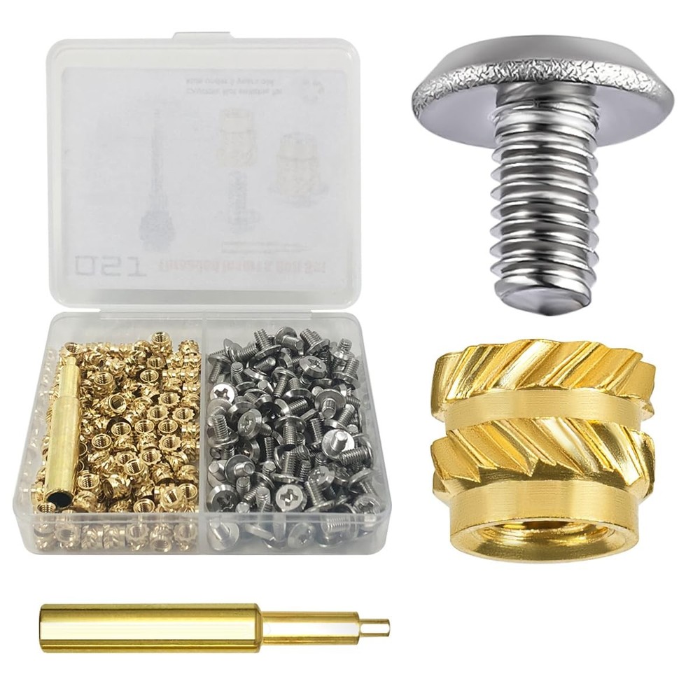 200Pcs Threaded Inserts Bolt Set 100pcs M3x4x5 Heat Kit, Gold