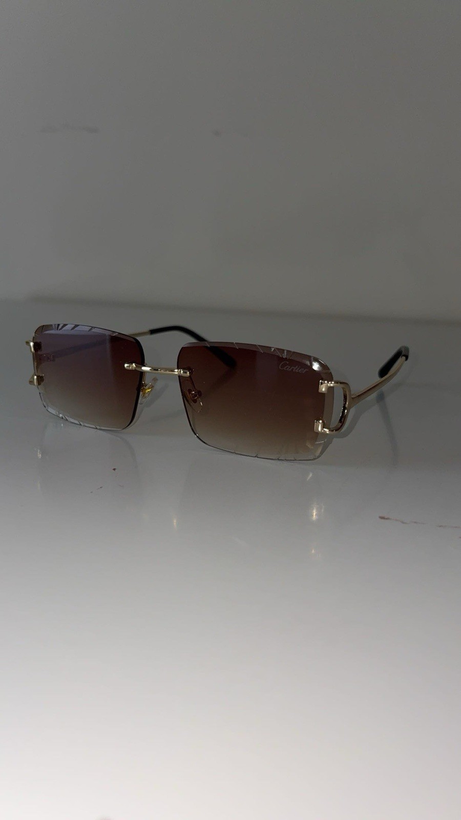 Cartier Big C Diamond Cut Brown Frameless Lens