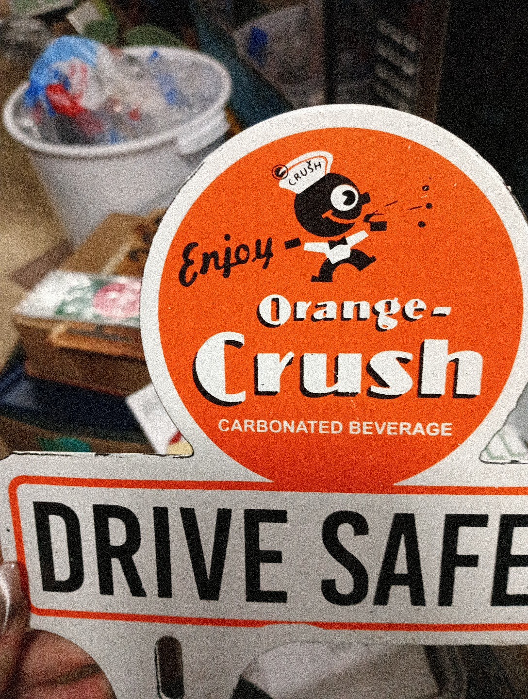 Porcelain Enjoy Orange Crush Drive Safely Topper