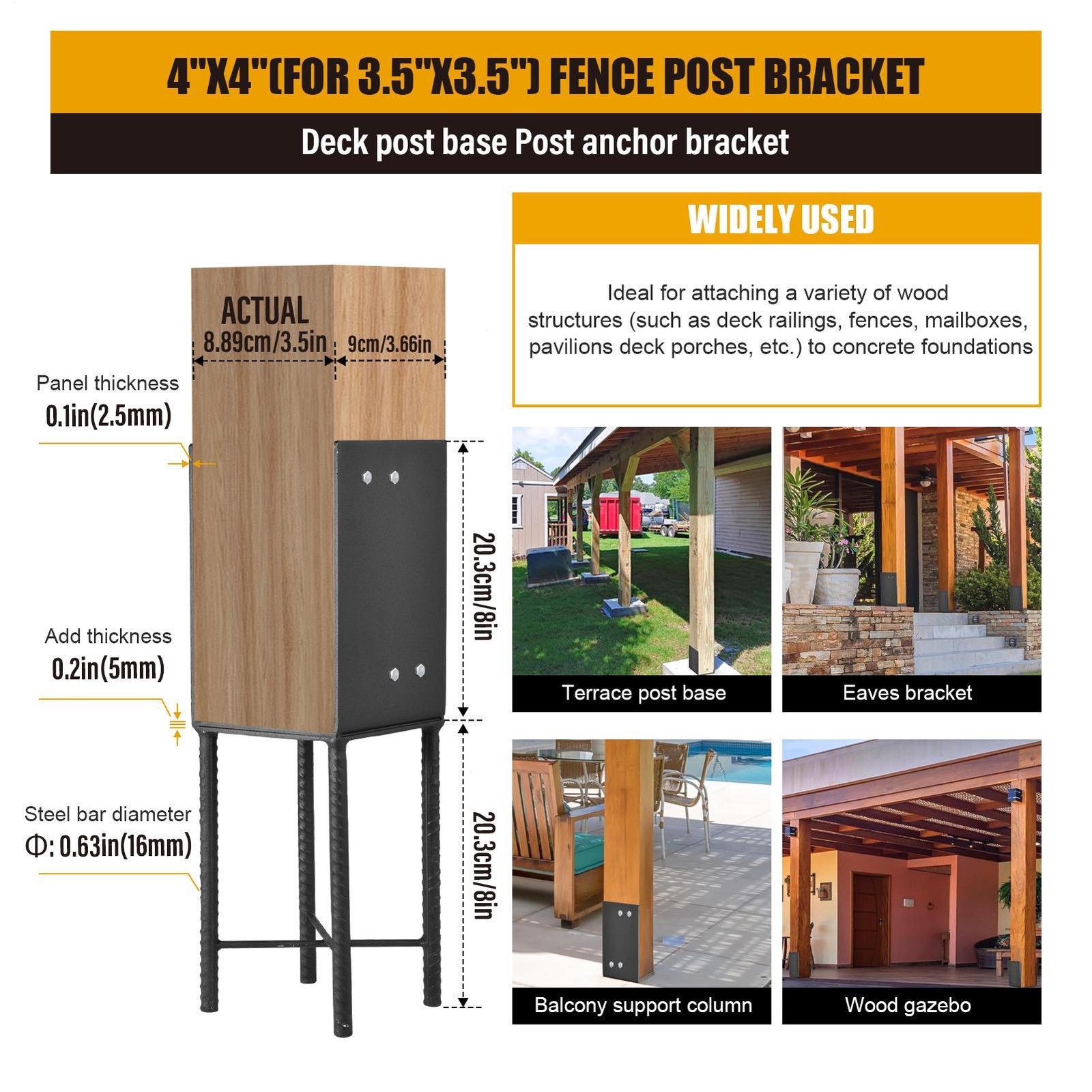 4 pack Heavy Duty Stainless Steels U-Shape Wet Concrete Fence Post Holder