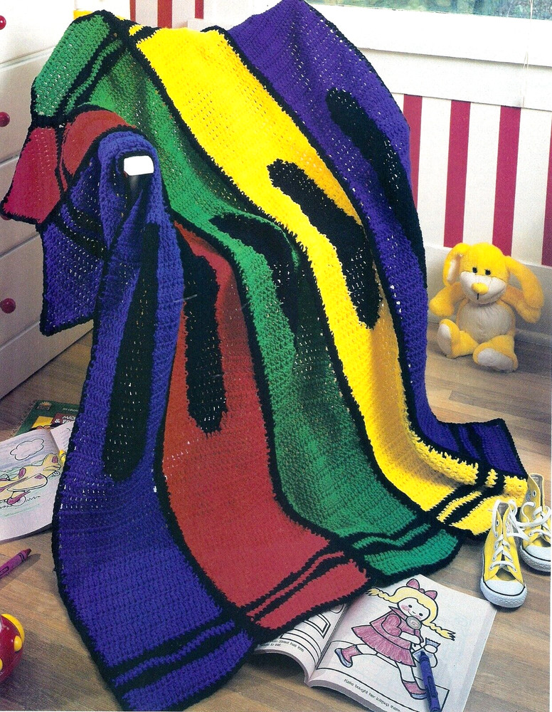 COLORFUL Giant Crayons  Afghan/Crochet Pattern INSTRUCTIONS ONLY