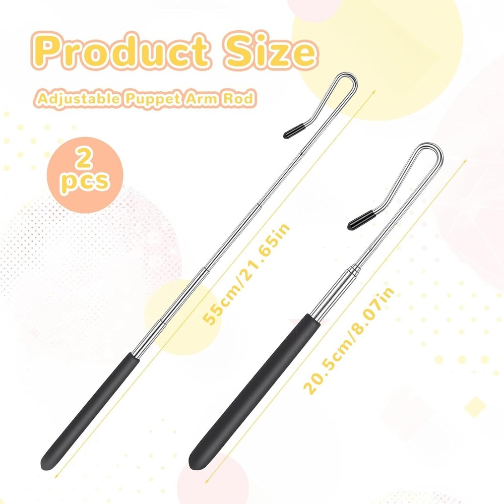 2 Pcs 8-21Inch Puppet Handles Arm Control Rods, Extendable Adjustable Puppet Sti