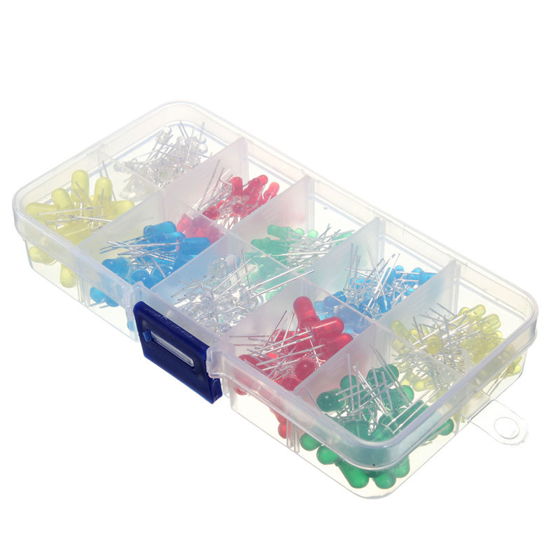 300 pcs 3mm 5mm LED Light Kit White Yellow Red Green Blue Assortment with Case