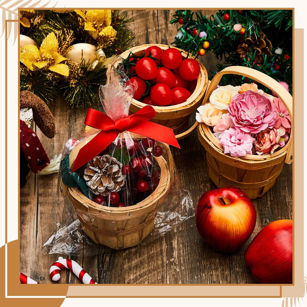 10 Pcs Mini Wooden Apple Baskets – Rustic Gift & Fruit Picking Baskets