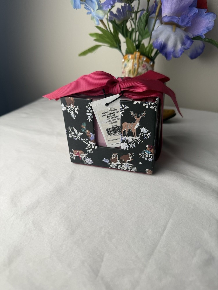 Vera Bradley Merry Mischief Take Note Cube with Pen NWT