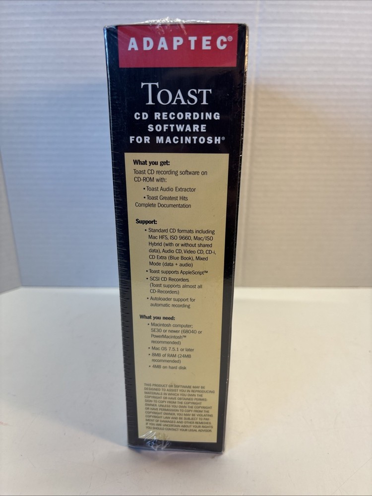 (NEW SEALED!) Adaptec Toast Software for Mac Big Box CD Recording