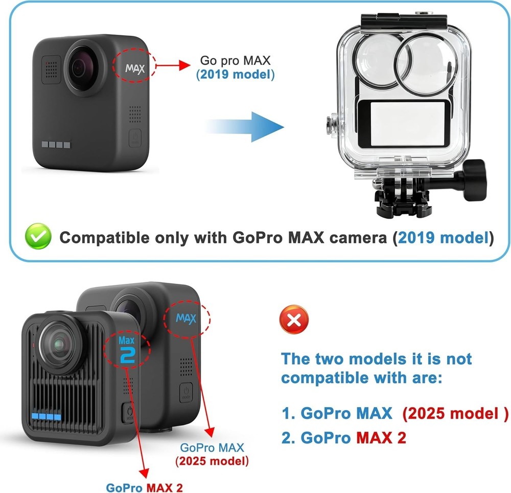 Touchscreen Waterproof Housing for GoPro MAX - Includes Mounting Kit