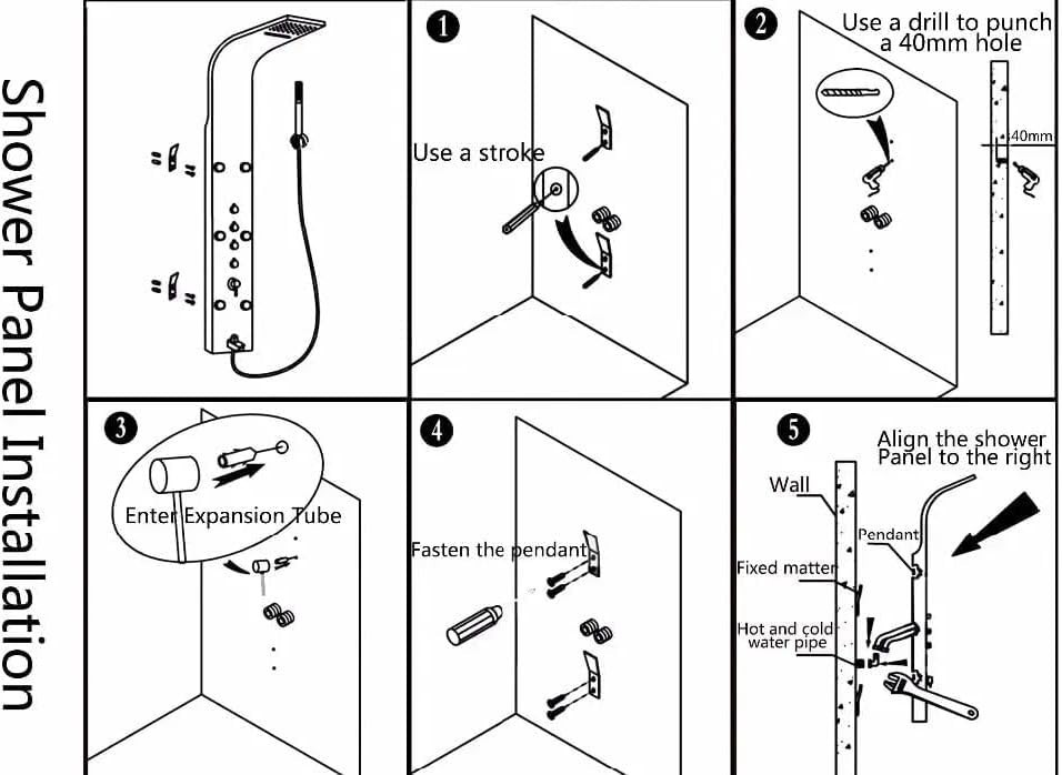 ZeeCry Bathroom 4 Body Message Jet Shower Panel Wall Mounted
