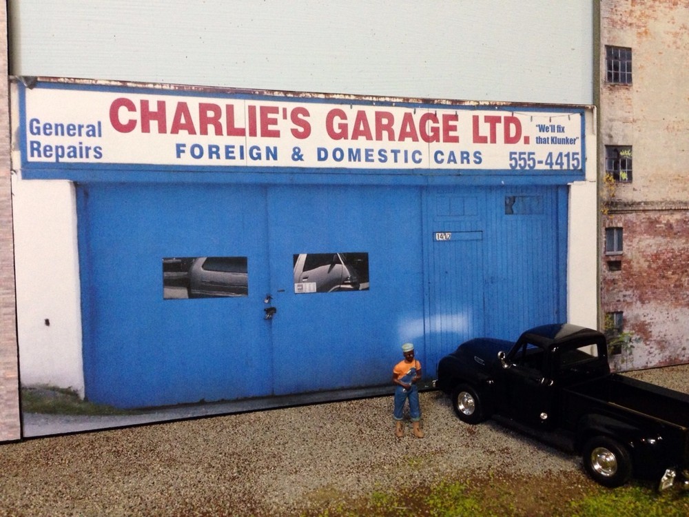 O Scale Scratch Built Auto Repair Garage Building Front/Flat, Lionel MTH