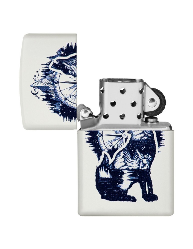 Genuine ZIPPO Lighter HOWLING WOLF COMPASS WILDERNESS BNIB