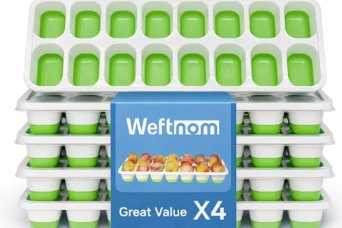 Ice Cube Trays for Freezer with Lids 56-Cube Stackable Ice Trays, Easy 4 Pack