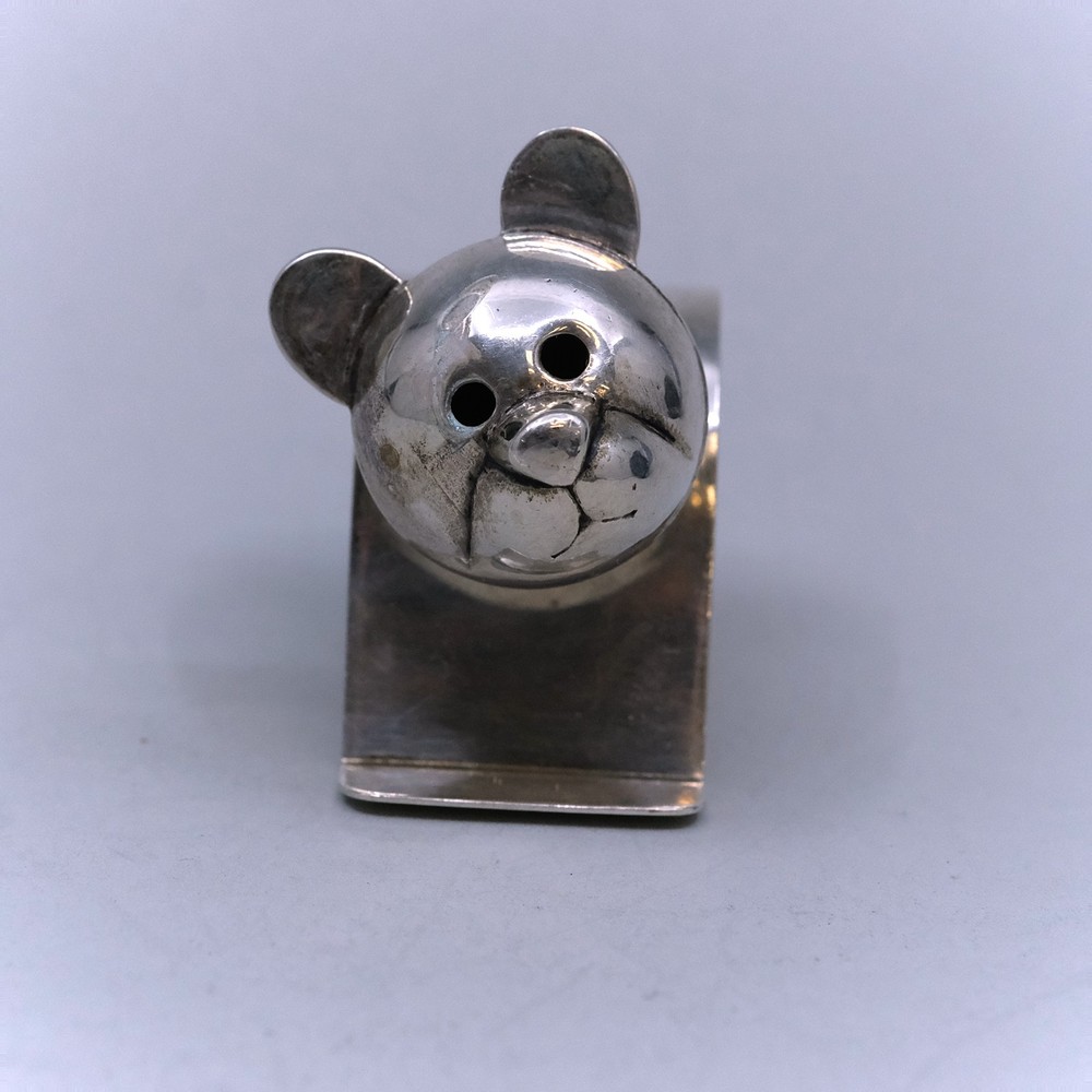 Robbins Sterling Silver Figural Cute Bear Napkin Ring No Monogram