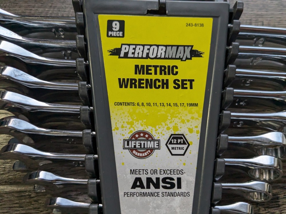 PERFORMAX 9PC Metric Combination Chrome Wrench Set